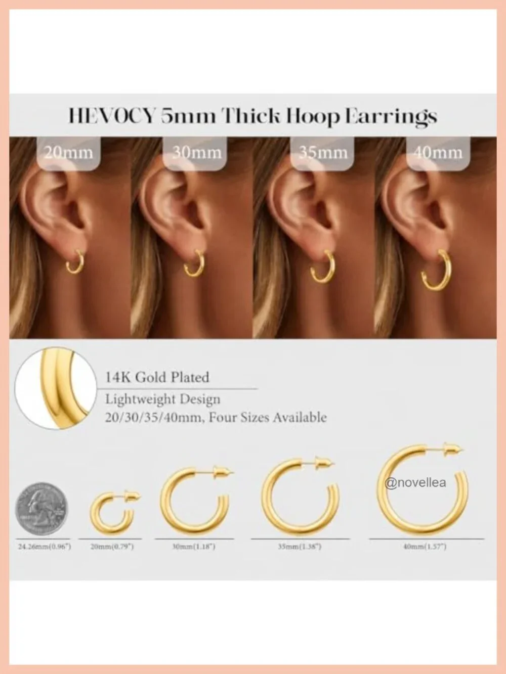 Chunky 14K Gold Plated Hoop Earrings, Lightweight Hollow Tubes, 40mm